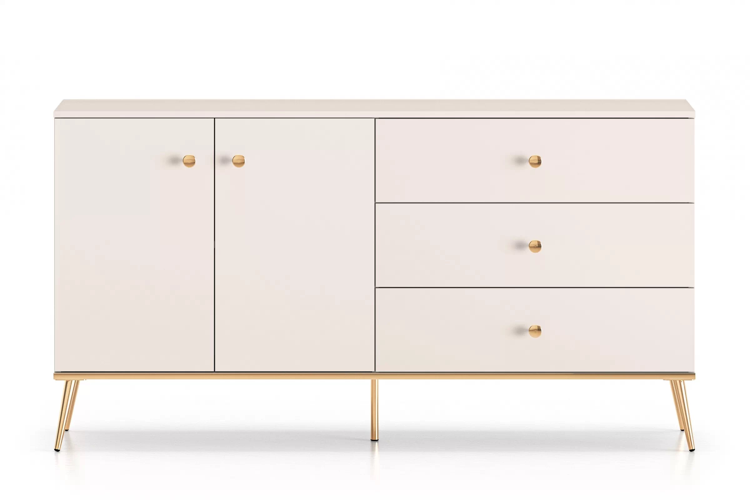 Komoda Narelli 160 cm - kašmírová / zlaté nohy Komoda se zásuvkami Nerelli 03 - 160 cm - kašmír / zlaté Nohy