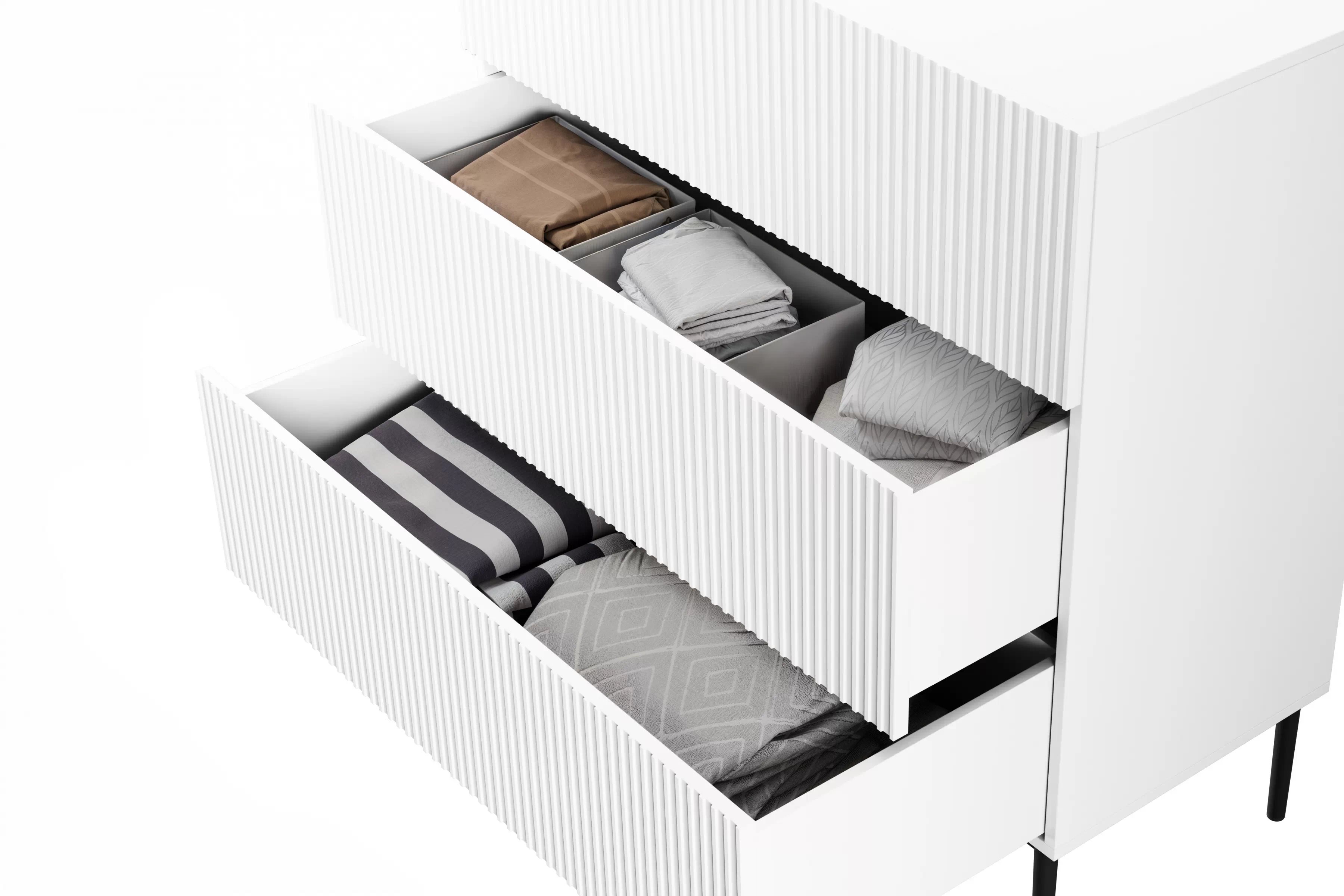 Komoda so zásuvkami Nicole 100 cm - Biela / čierny nozki - Limitovaná ponuka Komoda so zásuvkami Nicole 100 cm - Biela / čierny nozki - Limitovaná ponuka