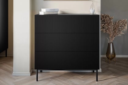 Komoda Nicole 100 cm se zásuvkami - černý mat / černé nožky