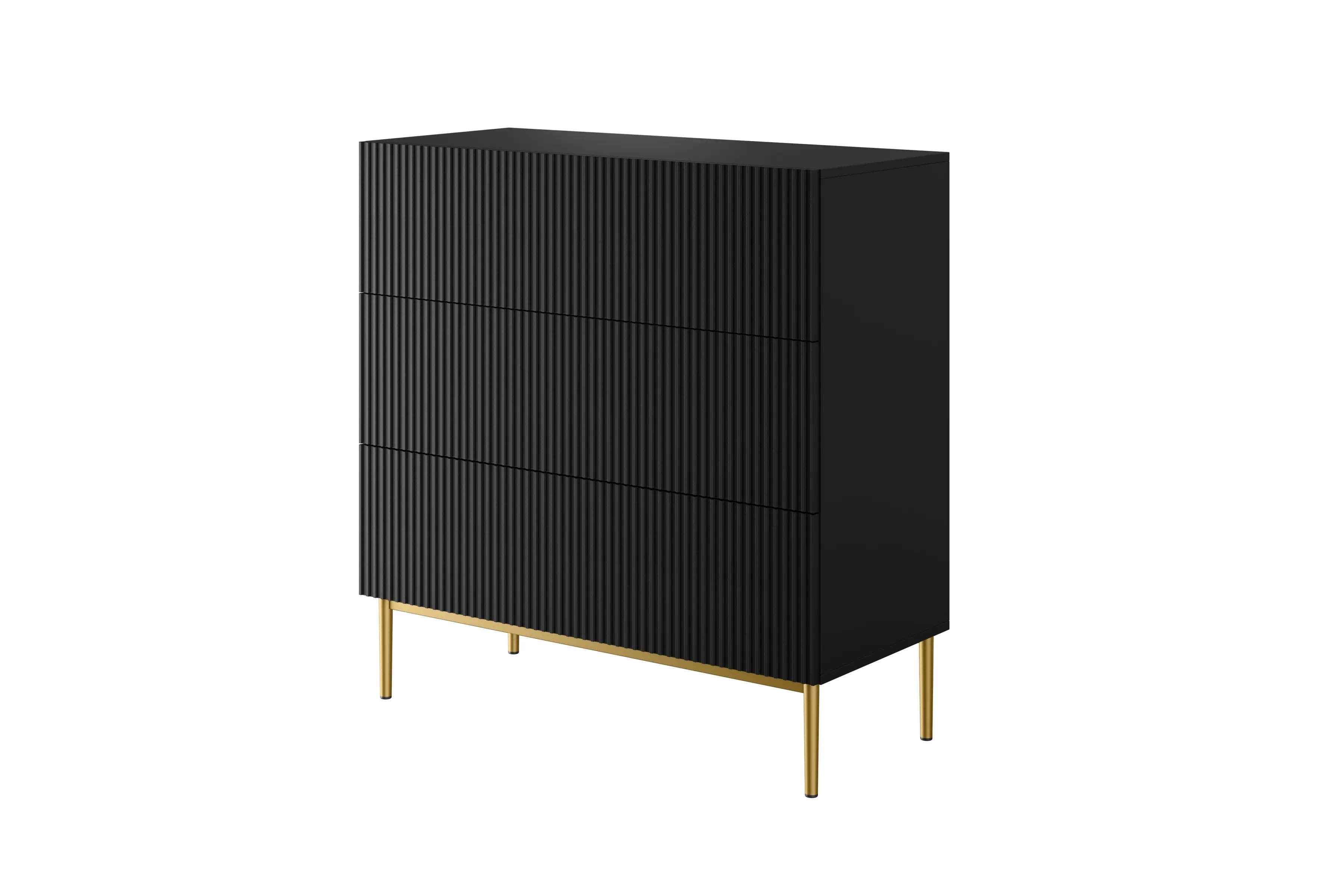Komoda Nicole 100 cm se zásuvkami - černý mat / zlaté nožky Komoda se zásuvkami Nicole 100 cm - černá mat / zlote nozki