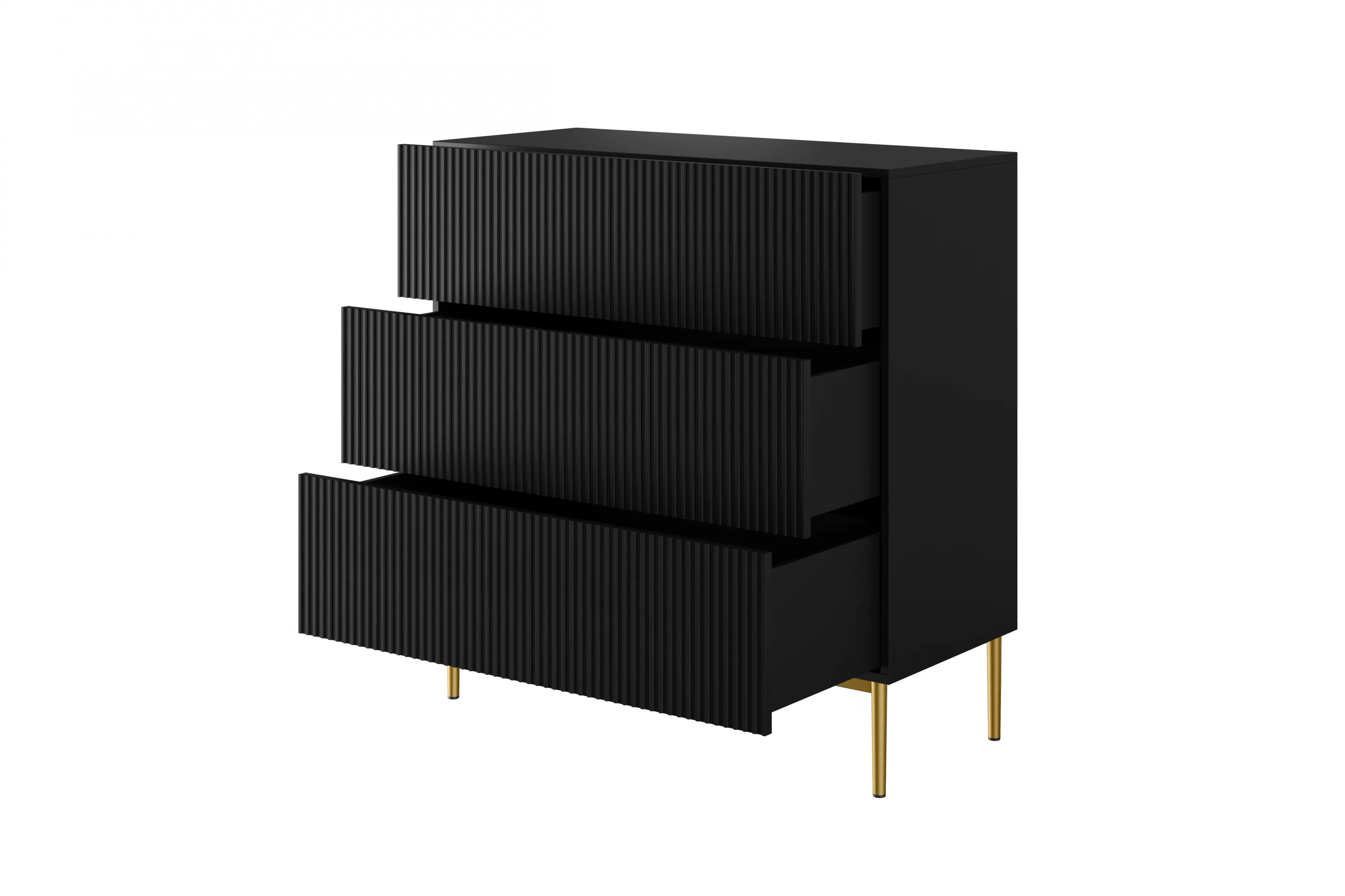 Komoda Nicole 100 cm se zásuvkami - černý mat / zlaté nožky Komoda se zásuvkami Nicole 100 cm - černá mat / zlote nozki