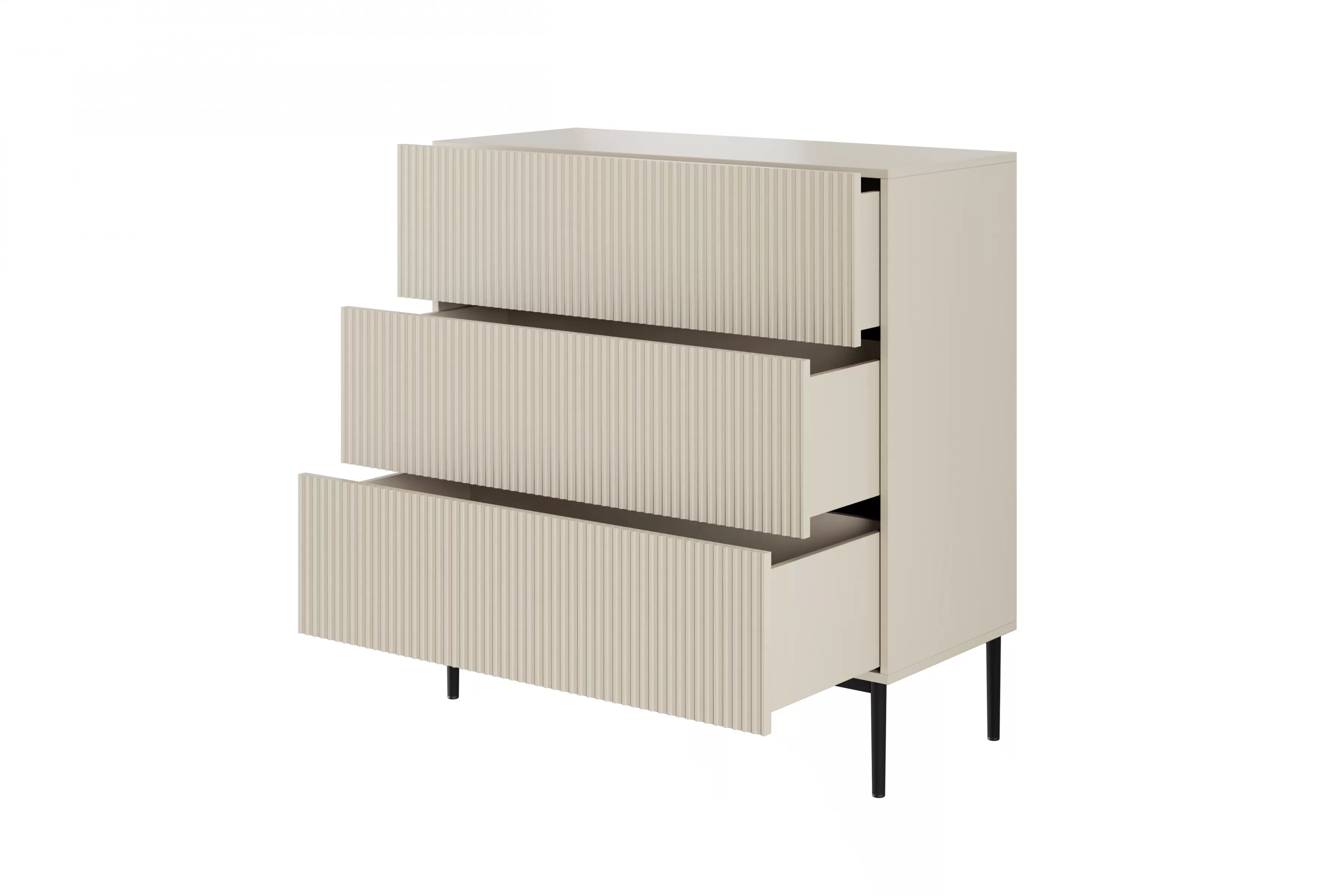 Komoda Nicole 100 cm - kašmírová / čierna Komoda so zásuvkami Nicole 100 cm - kašmír / čierny nozki