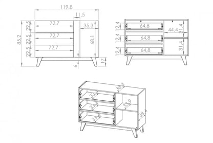 Salio komód 120 cm - kasmír / fekete Komod fiokokkal Salio 120 cm - kasmír / fekete