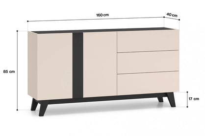 Comodă Salio 160 cm cu sertare - culoare cașmir / negru Comoda cu sertare Salio 160 cm - cașmir / negru