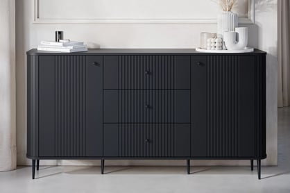 Komoda Versper 160 cm - černá / černé nohy