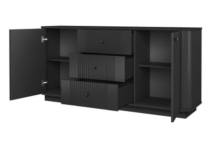 Komoda Vesper 160 cm so zásuvkami - čierna / čierne úchytky Komoda so zásuvkami Vesper 160 cm - Čierny / čierny úchyty