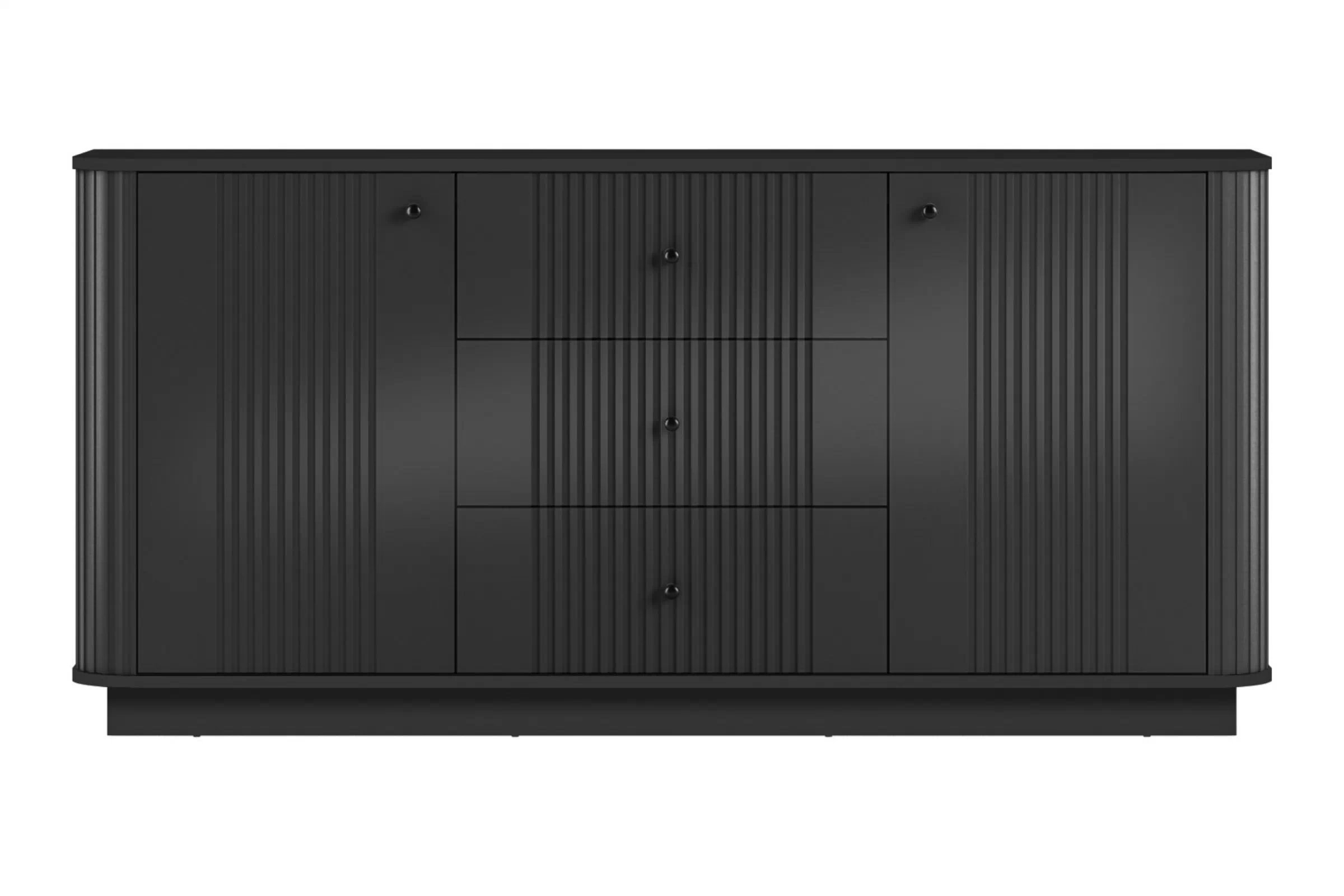 Komoda se zásuvkami Vesper 160 cm na soklu - černá / černé úchyty Komoda se zásuvkami Vesper 160 cm - černá / černá Úchytky