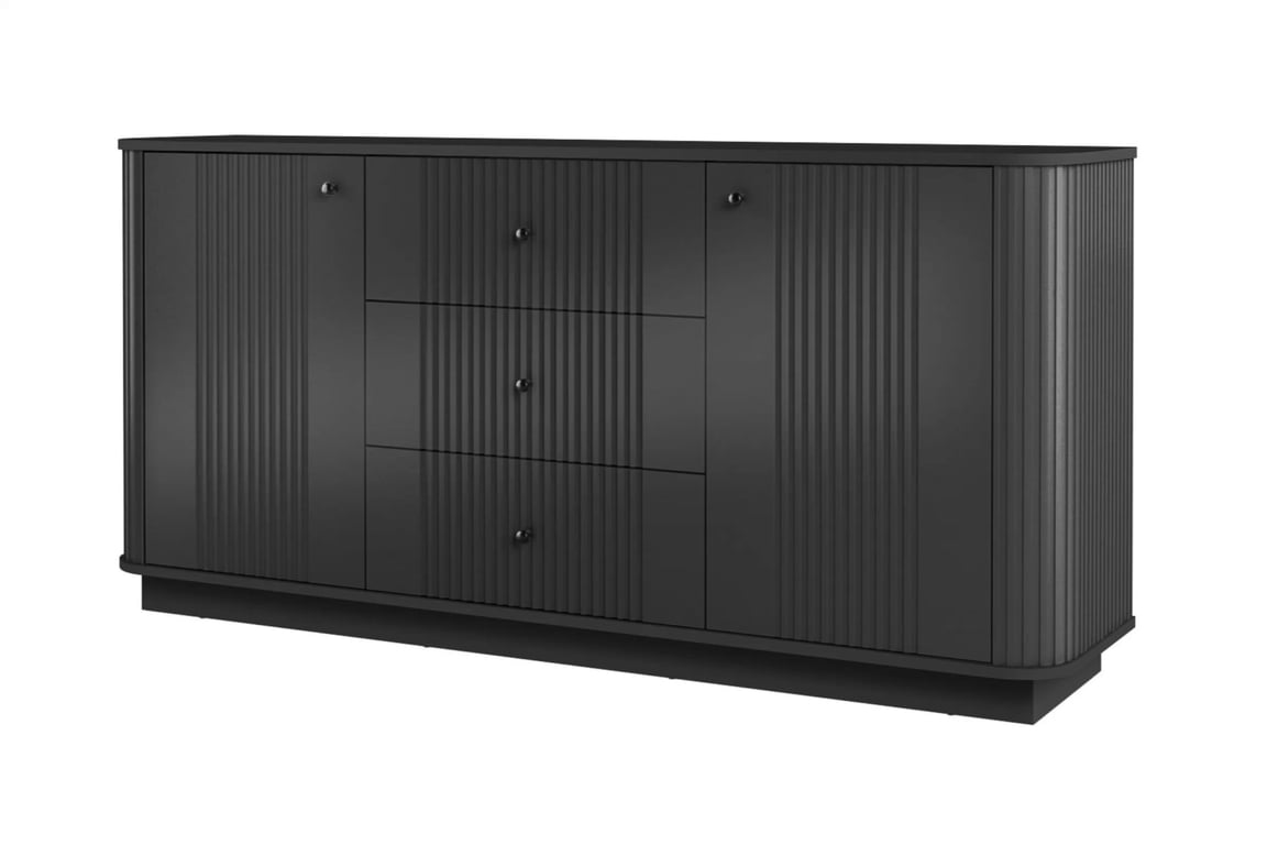 Komoda Vesper 160 cm so zásuvkami - čierna / čierne úchytky Komoda so zásuvkami Vesper 160 cm - Čierny / čierny úchyty