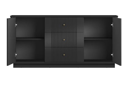 Komoda Vesper 160 cm so zásuvkami - čierna / zlaté úchytky Komoda so zásuvkami Vesper 160 cm - Čierny / zlote úchyty