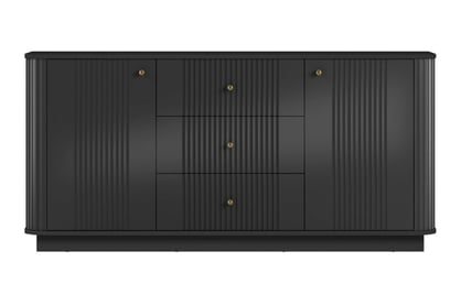 Komoda Vesper 160 cm so zásuvkami - čierna / zlaté úchytky Komoda so zásuvkami Vesper 160 cm - Čierny / zlote úchyty
