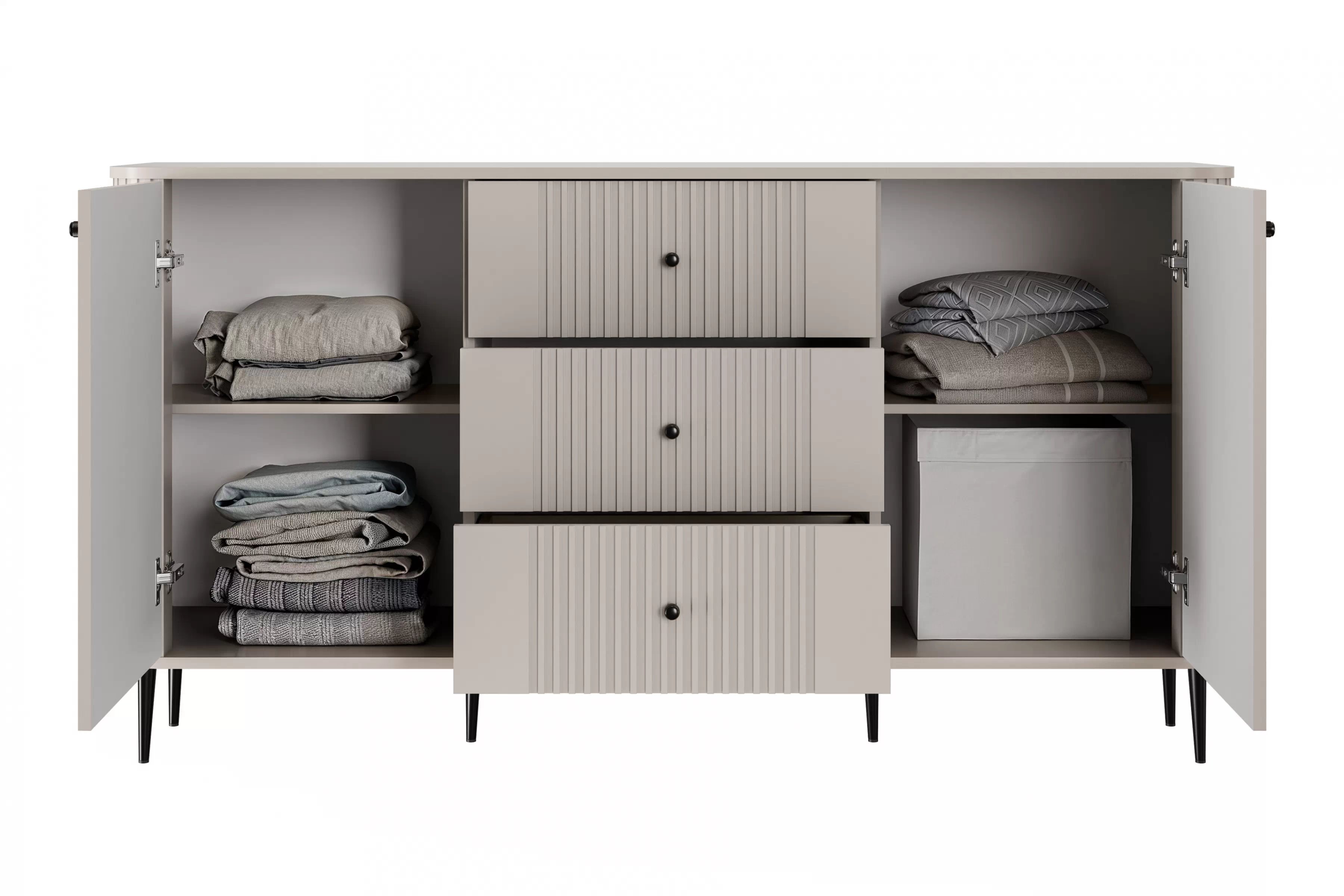 Komoda se zásuvkami Vesper 160 cm - kašmír / černé nohy Komoda se zásuvkami Vesper 160 cm - kašmír / černá Nohy