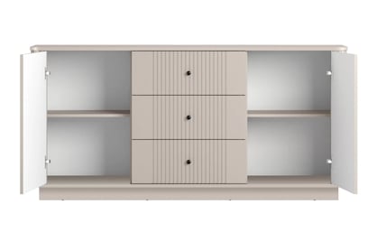 Komoda Vesper 160 cm so zásuvkami - kašmírová / čierne úchytky Komoda so zásuvkami Vesper 160 cm - kašmír / čierny úchyty