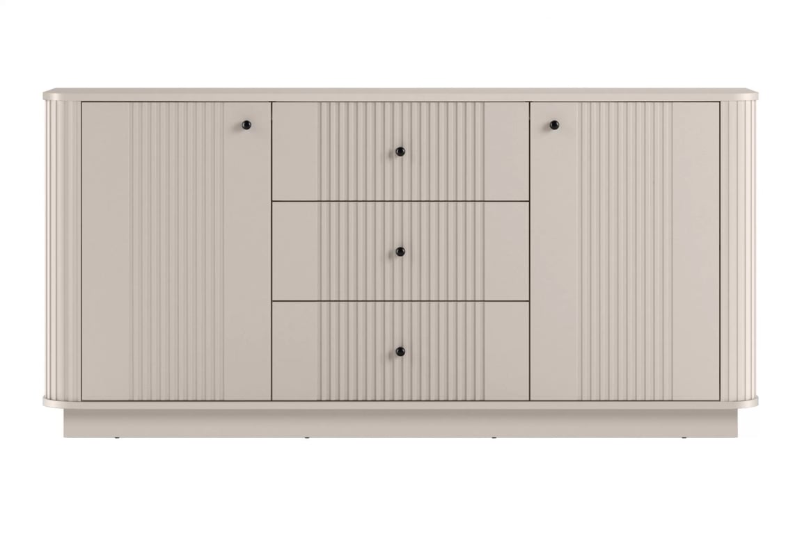 Komoda Vesper 160 cm so zásuvkami - kašmírová / čierne úchytky Komoda so zásuvkami Vesper 160 cm - kašmír / čierny úchyty