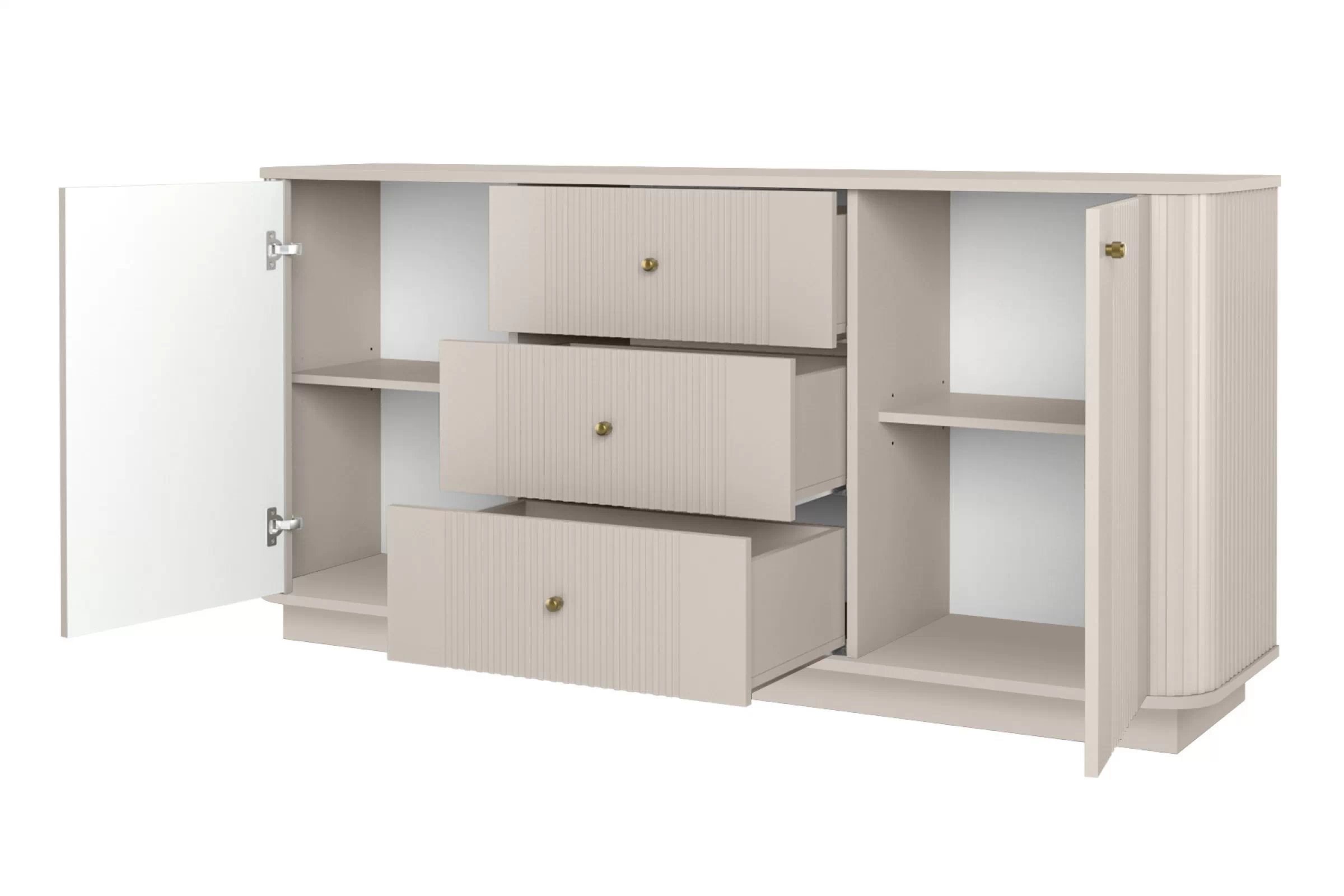 Komoda Vesper 160 cm se zásuvkami - kašmírová / zlaté úchytky Komoda se zásuvkami Vesper 160 cm - kašmír / zlote Úchytky