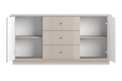 Komoda Vesper 160 cm so zásuvkami - kašmírová / zlaté úchytky Komoda so zásuvkami Vesper 160 cm - kašmír / zlote úchyty