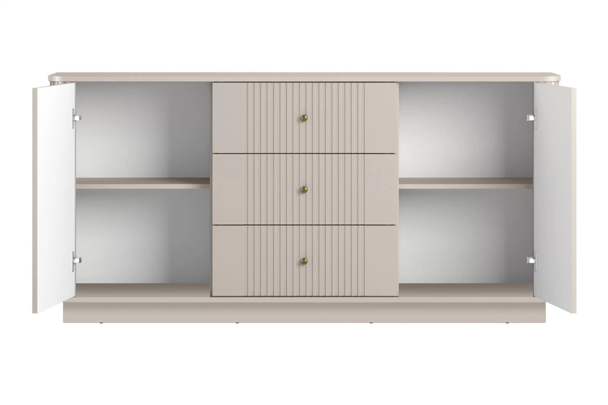 Komoda Vesper 160 cm se zásuvkami - kašmírová / zlaté úchytky Komoda se zásuvkami Vesper 160 cm - kašmír / zlote Úchytky