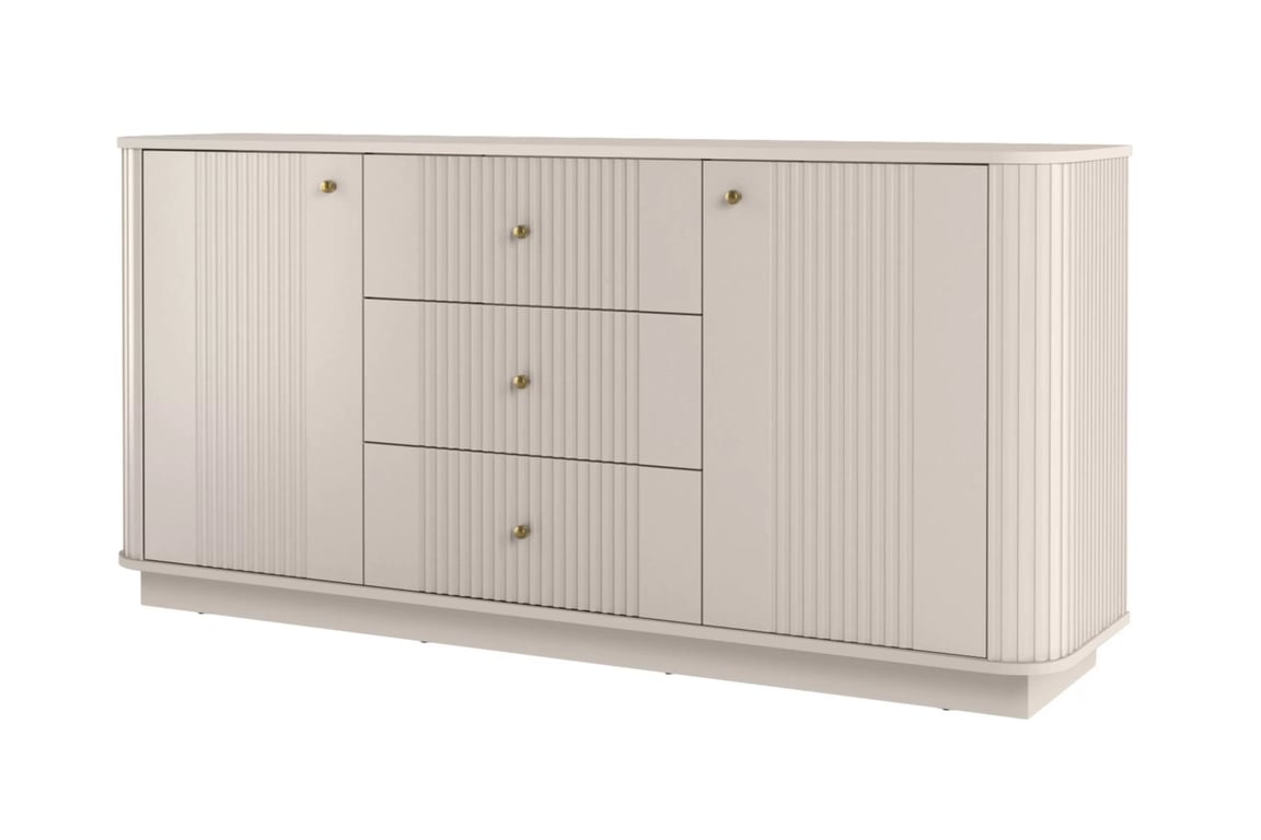 Komoda Vesper 160 cm so zásuvkami - kašmírová / zlaté úchytky Komoda so zásuvkami Vesper 160 cm - kašmír / zlote úchyty