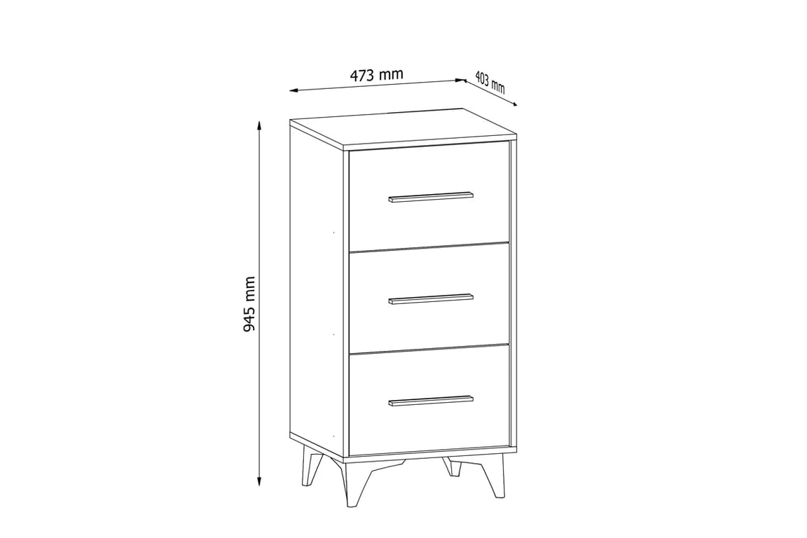 Úzká komoda Frida K3SW se zásuvkami - shirin walnut Komoda z 3 zásuvkami frida