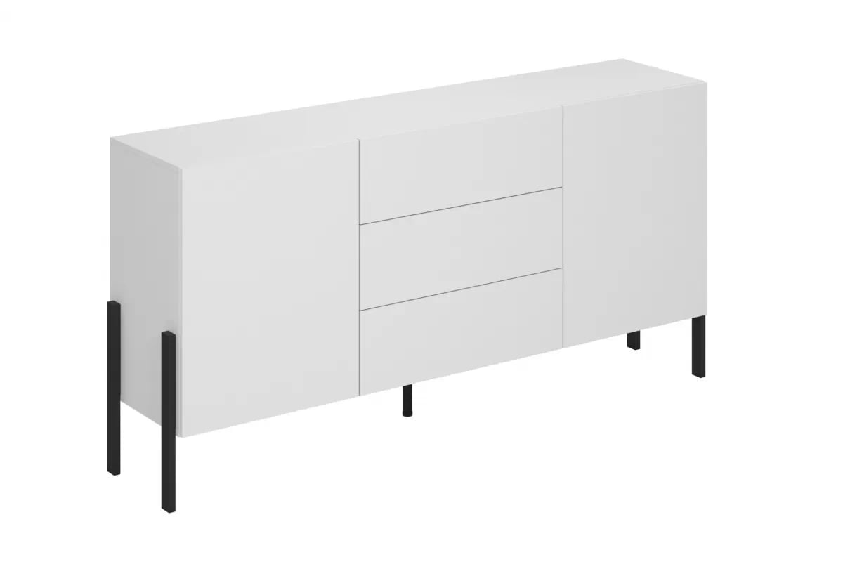Komoda Jukon 184 cm se zásuvkami - bílý supermat / černé nohy Komoda se zásuvkami Wezilo 184 cm - bílá supermat / černé nožičky