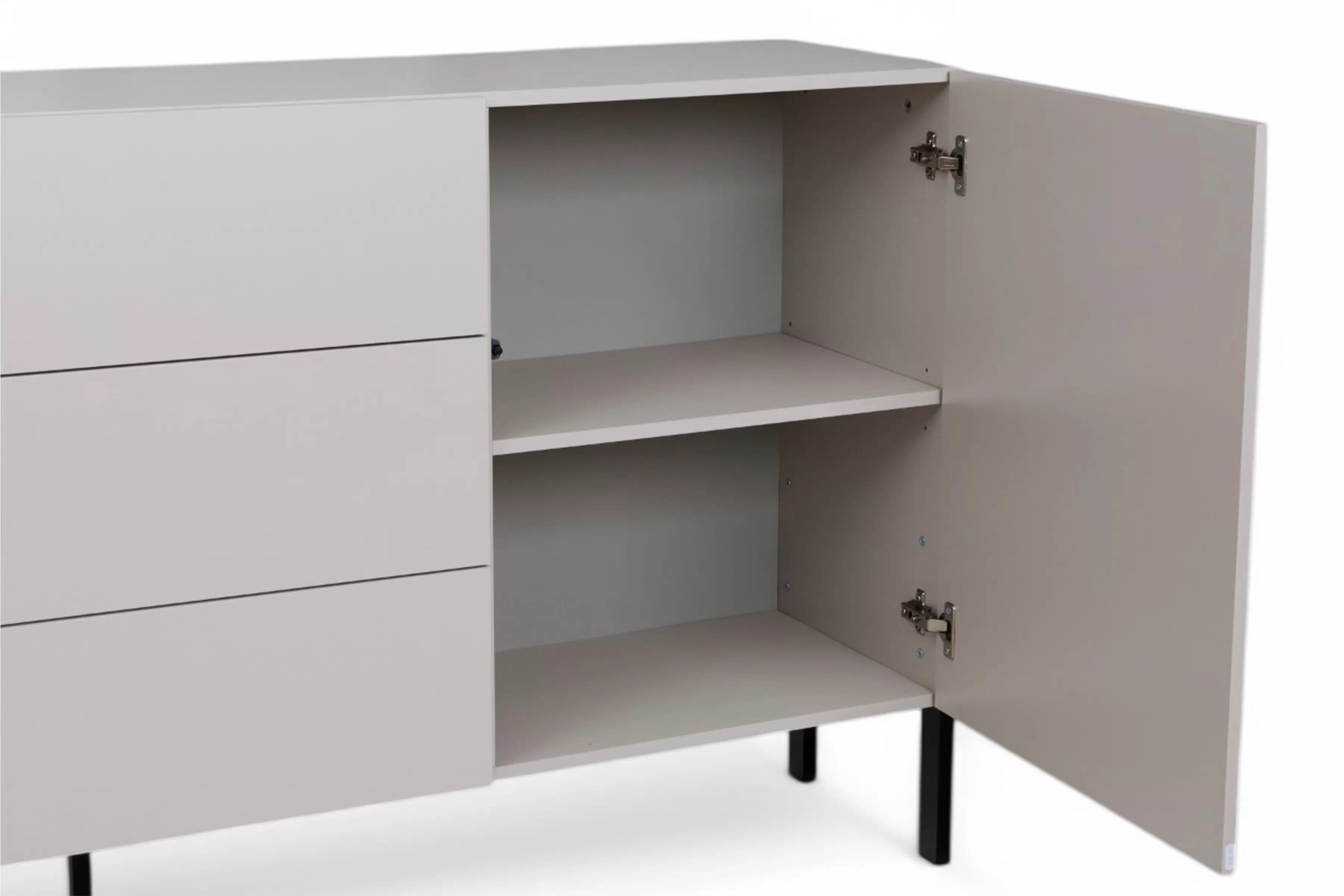 Komoda so zásuvkami Jukon 184 cm - kašmír / čierne nožičky Komoda so zásuvkami Wezilo 184 cm - kašmír / čierny nožičky