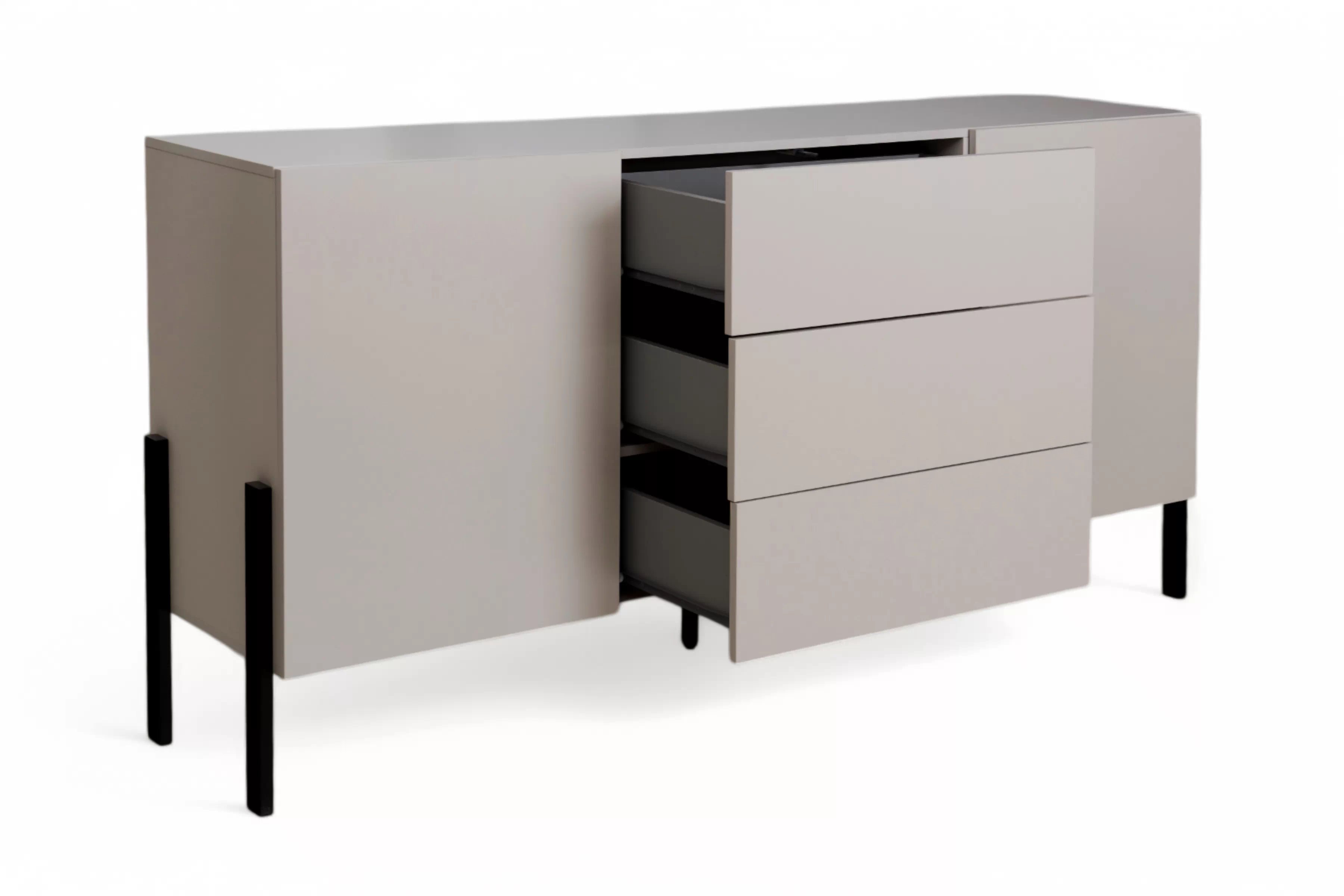 Komoda so zásuvkami Jukon 184 cm - kašmír / čierne nožičky Komoda so zásuvkami Wezilo 184 cm - kašmír / čierny nožičky