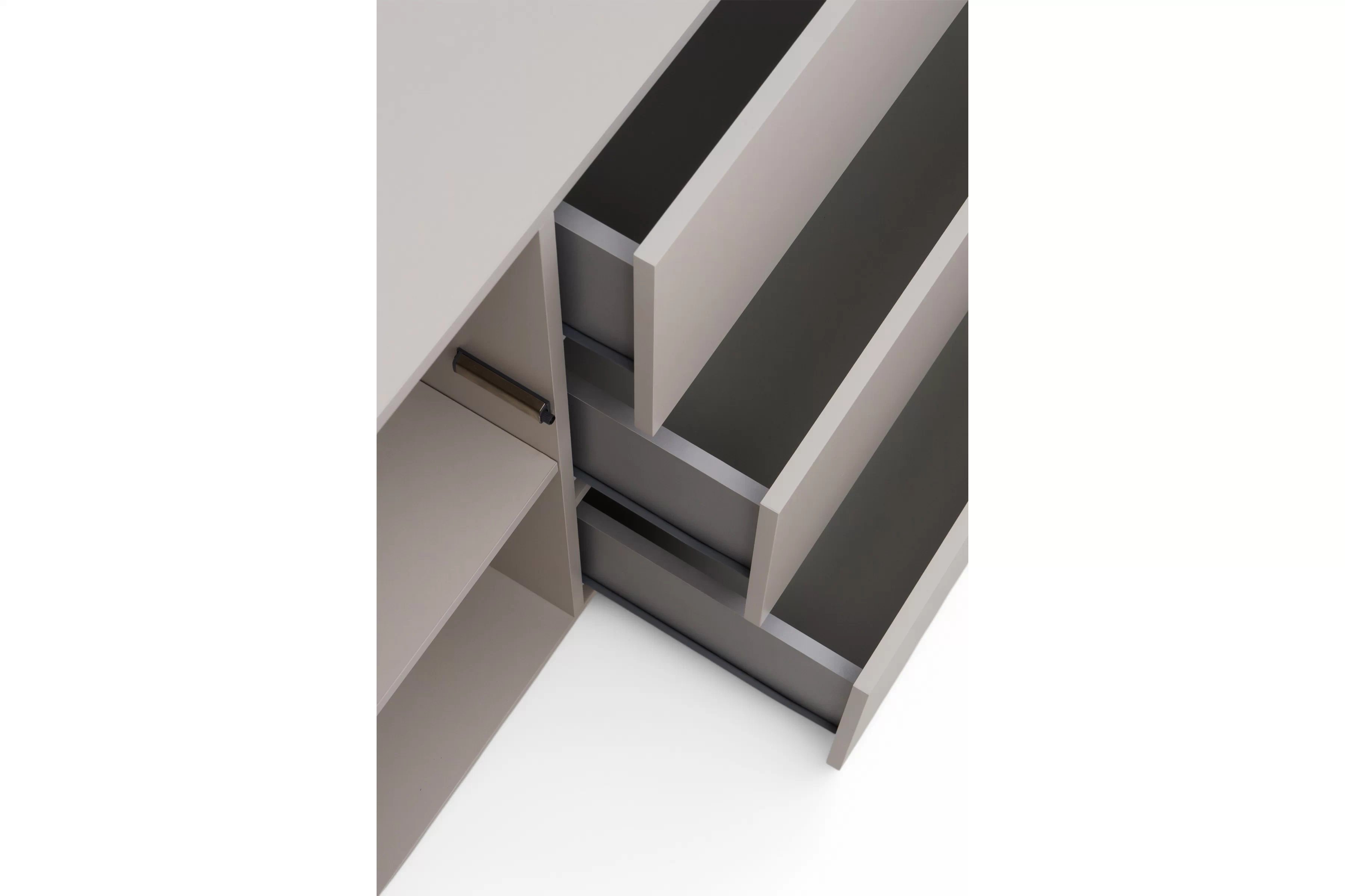 Komoda so zásuvkami Jukon 184 cm - kašmír / čierne nožičky Komoda so zásuvkami Wezilo 184 cm - kašmír / čierny nožičky