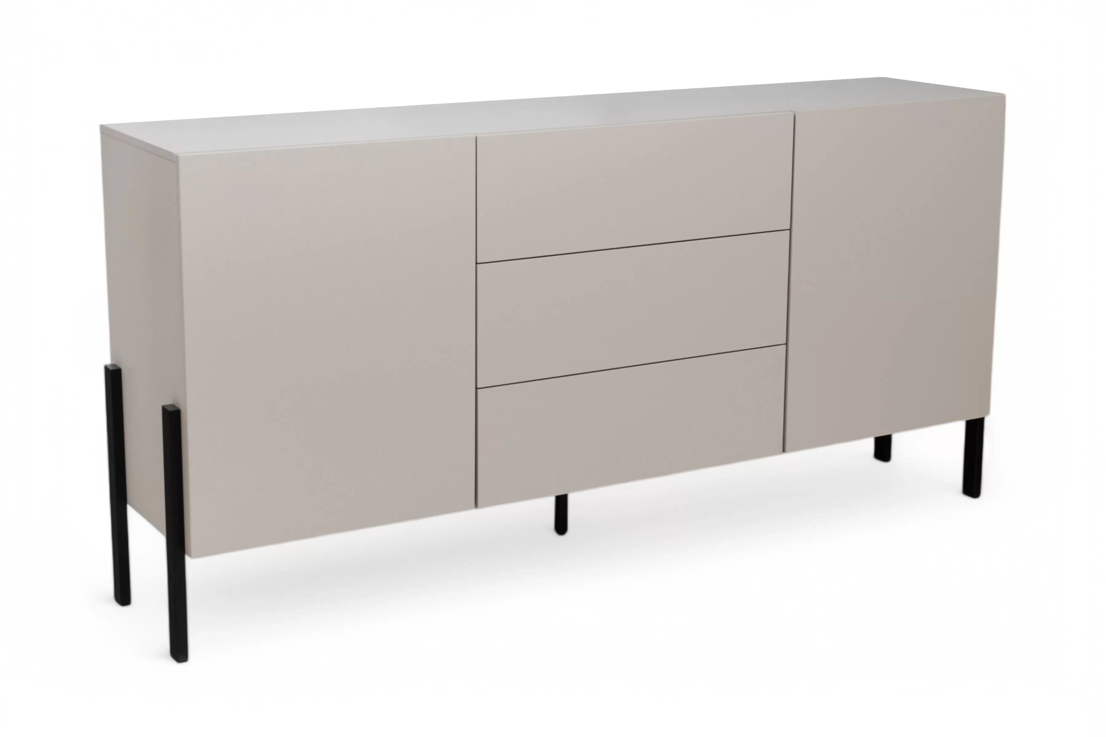 Komoda so zásuvkami Jukon 184 cm - kašmír / čierne nožičky Komoda so zásuvkami Wezilo 184 cm - kašmír / čierny nožičky