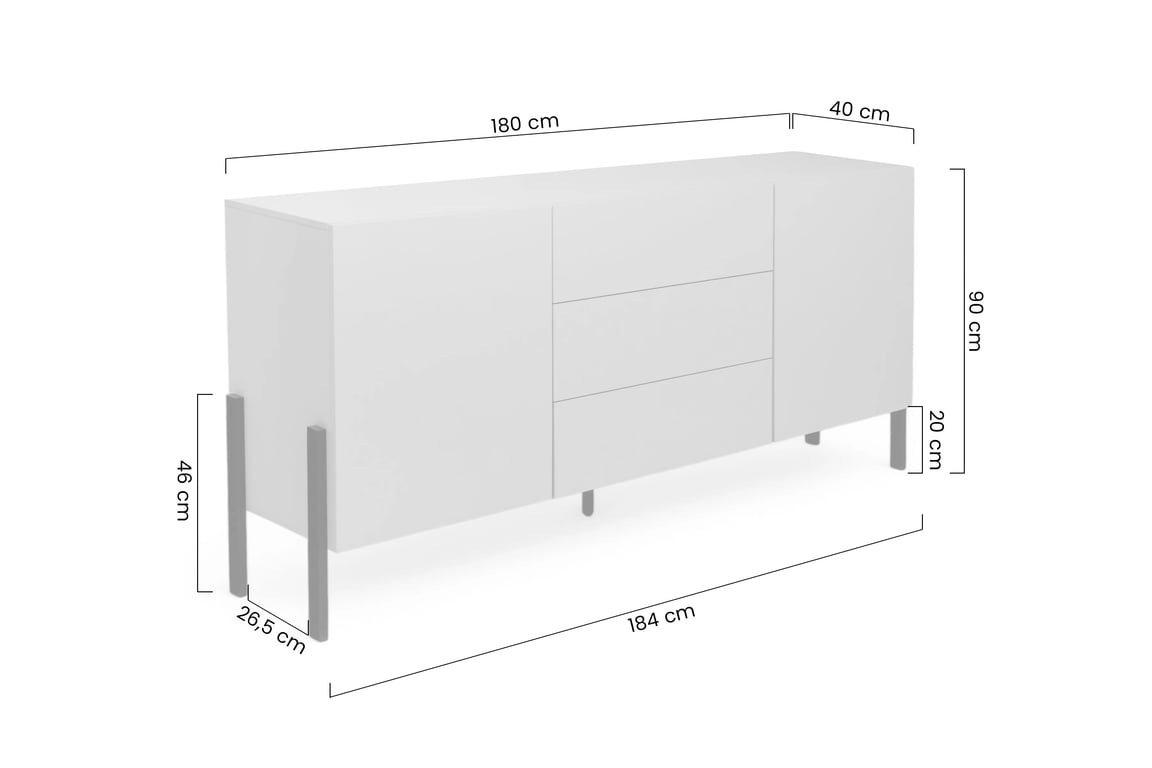 Komod fiokokkal Wezilo 184 cm - kasmír / fekete Lábak Komod fiokokkal Wezilo 184 cm - kasmír / fekete Lábak