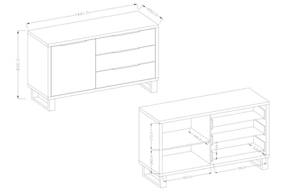 Komoda Halle 47 - dub wotan - 144 cm Komoda z szufladmi Halle 47 - 144 cm - Dub wotan