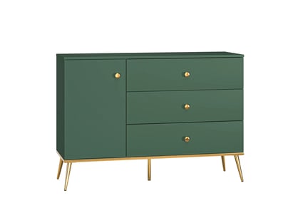 Jednodveřová komoda Euras 120 cm se zásuvkami - labrador / zlatá