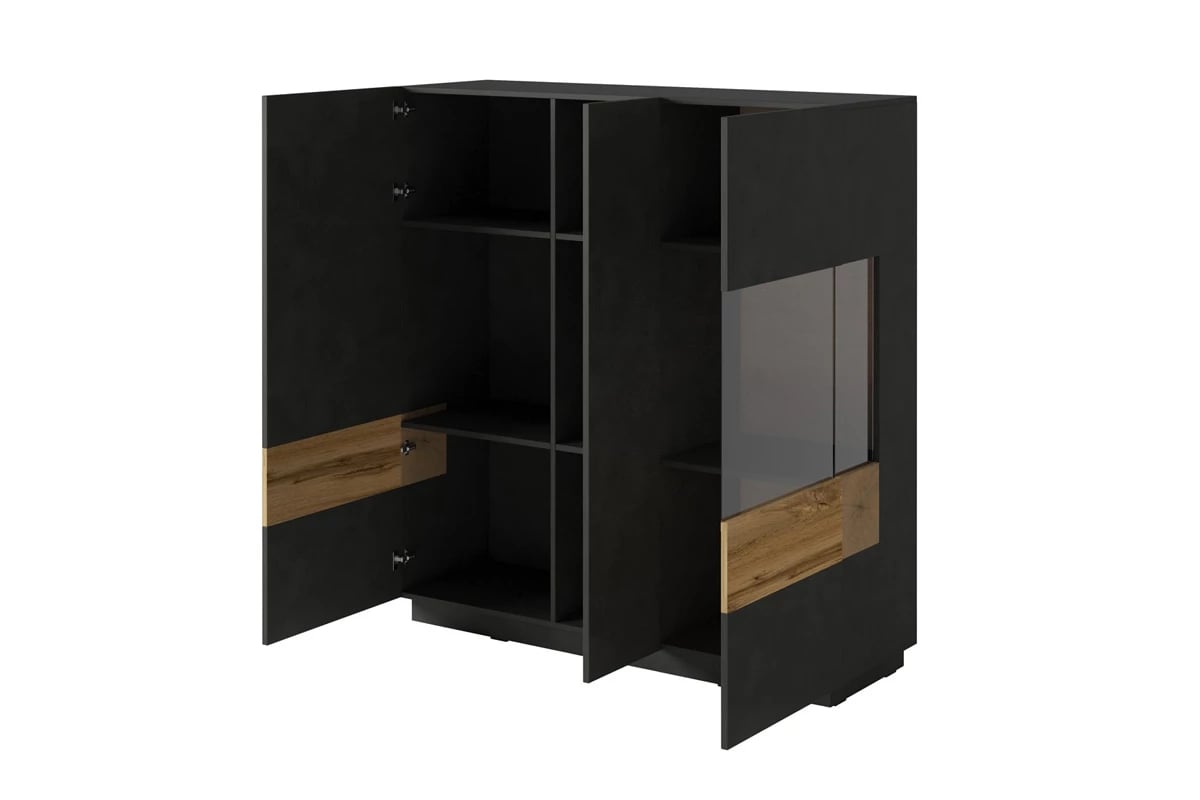 Vitrína trojdverová Silke 46 - matera / Dub wotan masívna Komoda 