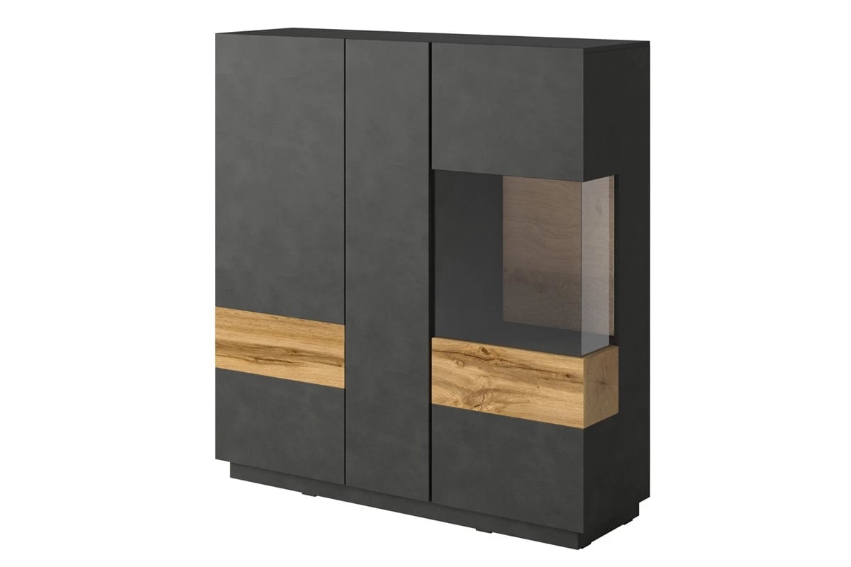 Vitrína trojdverová Silke 46 - matera / Dub wotan veľká Komoda 