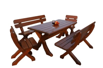 Záhradný set Excelent - stôl 160x72 cm + 2 stoličky + 2 lavice - cyprus