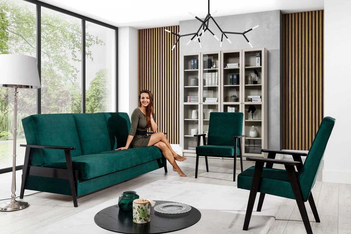 Klubová sedací souprava PRL Nábytek PRL w nowoczesnej aranzacji 