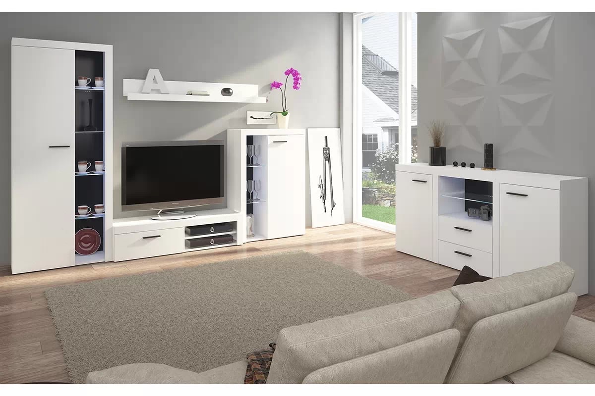 Sestava nábytku Luiza - bílý mat Komplet Rumba - Bílý mat