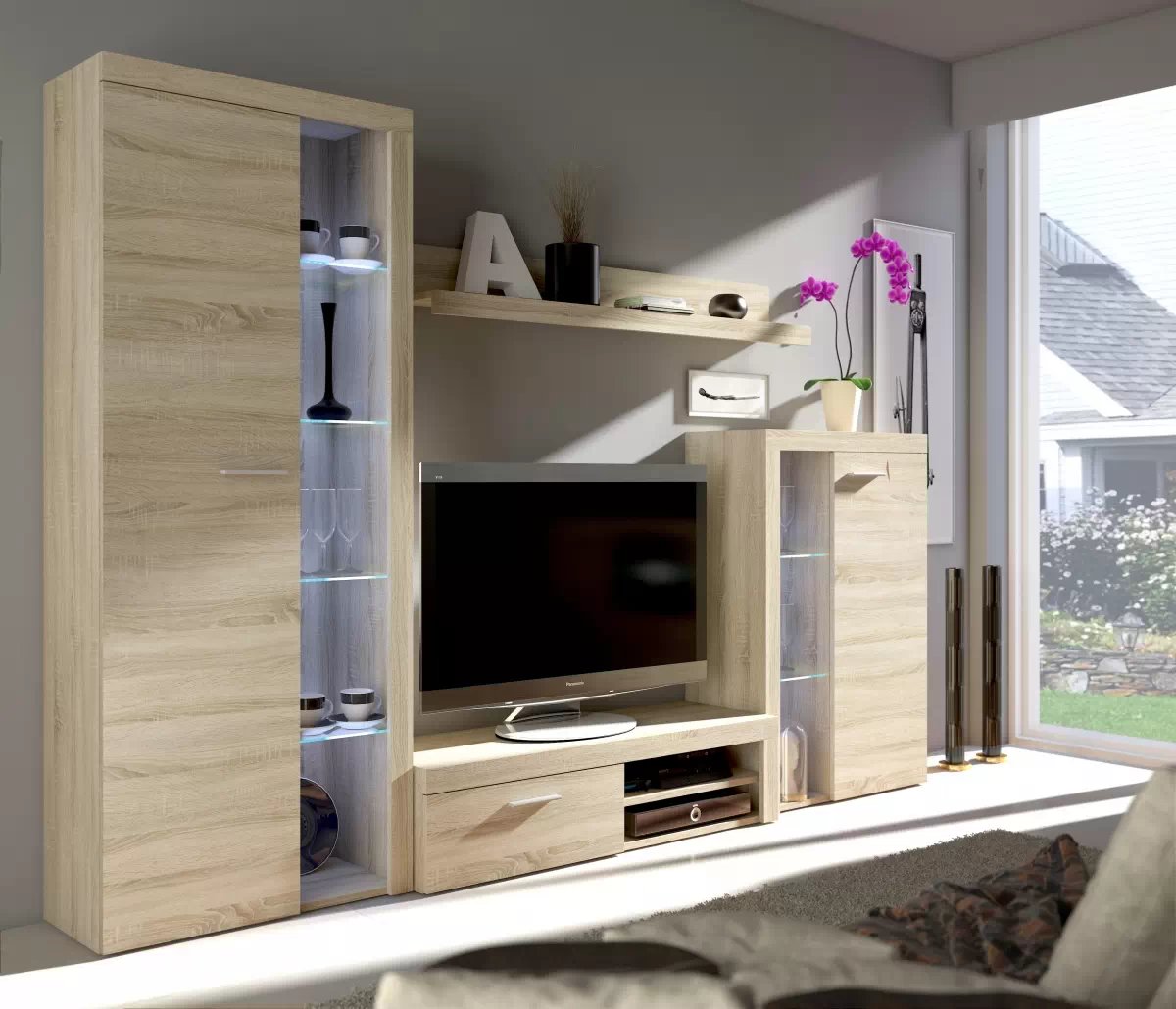 Sestava nábytku Luiza - dub sonoma Obývací stěna Rumba