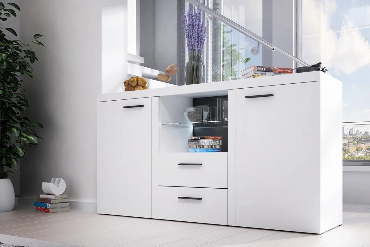 Obývací sestava Luiza XL - bílý mat Komoda Rumba 2F 2S