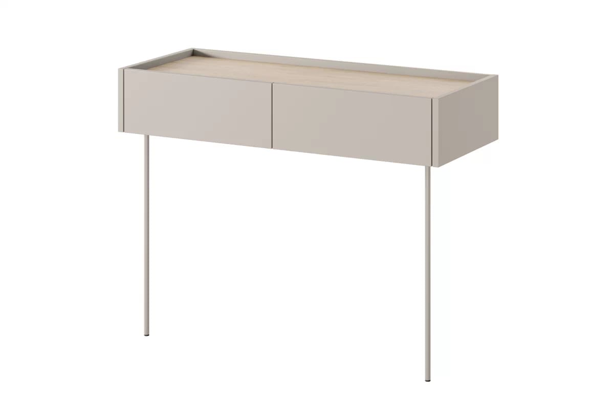 Toaletný stolík Desin 100 cm so zásuvkami a kovovými nohami - kašmír / dub nagano Toaletka Desin 100 cm z szufladami i metalowymi nogami - kaszmir / dąb nagano