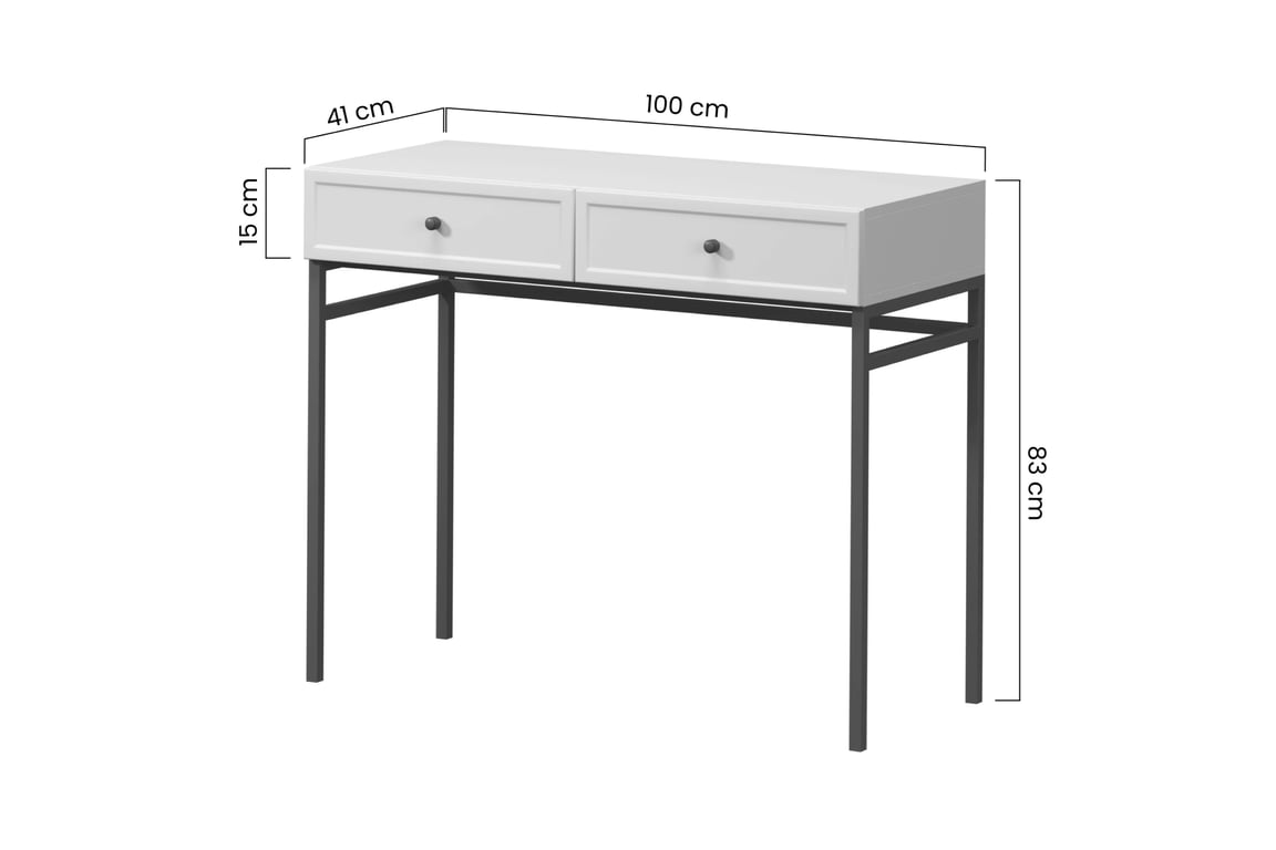 Konzolový / toaletní stolek Lorini 100 cm - kašmírová / černé úchytky konzole / Toaletní stolek Lorini 100 cm se zásuvkami - kašmír / černá Úchytky / Rošt