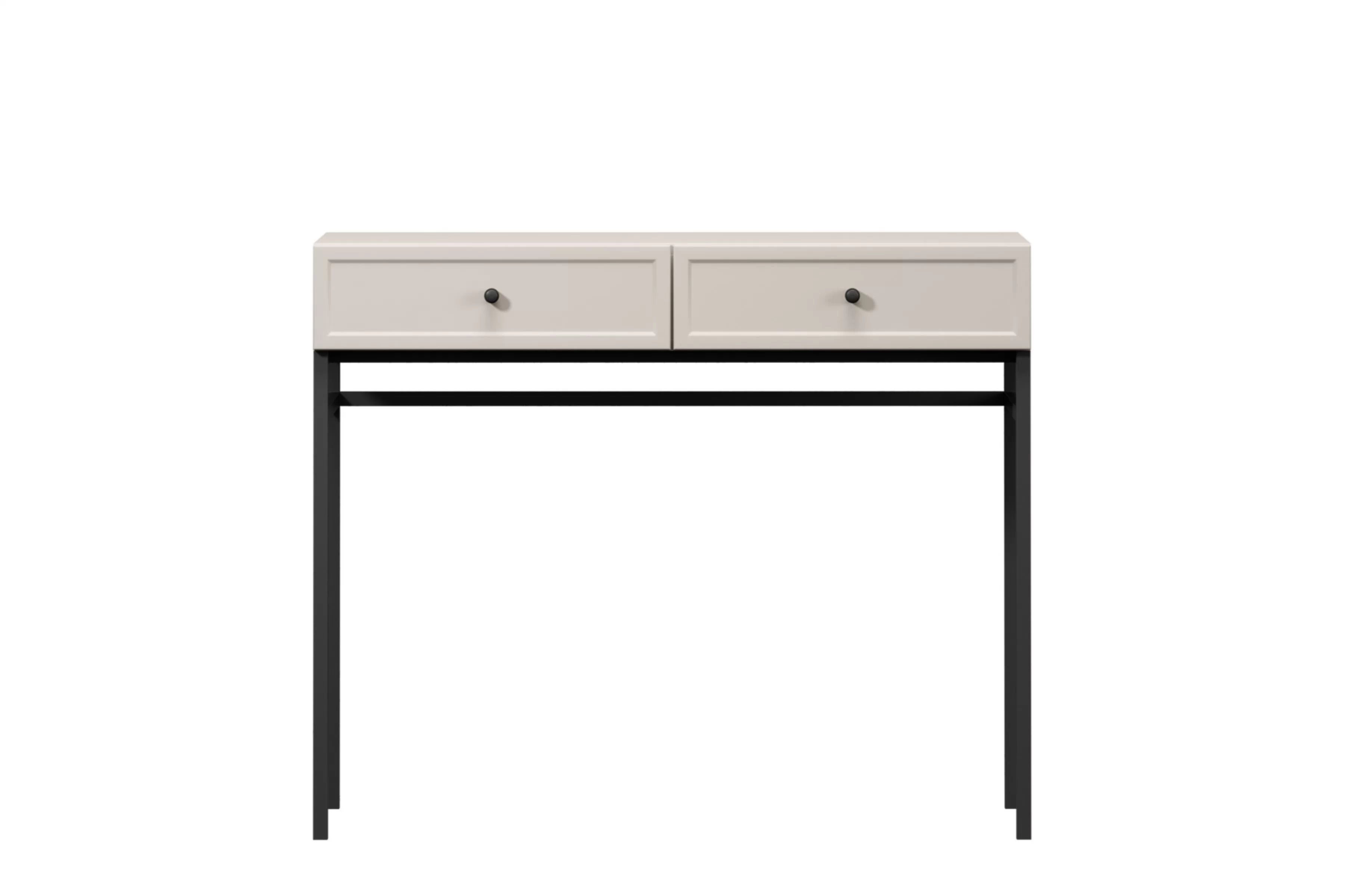 Konzolový / toaletní stolek Lorini 100 cm - kašmírová / černé úchytky konzole / Toaletní stolek Lorini 100 cm se zásuvkami - kašmír / černá Úchytky / Rošt