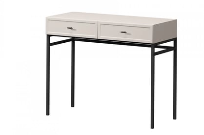Konzole / toaletní stolek Lorini 100 cm se zásuvkami - kašmír / černé úchyty T-bar / podnož konzole / Toaletní stolek Lorini 100 cm se zásuvkami - kašmír / černá Úchytky T-bar / Rošt