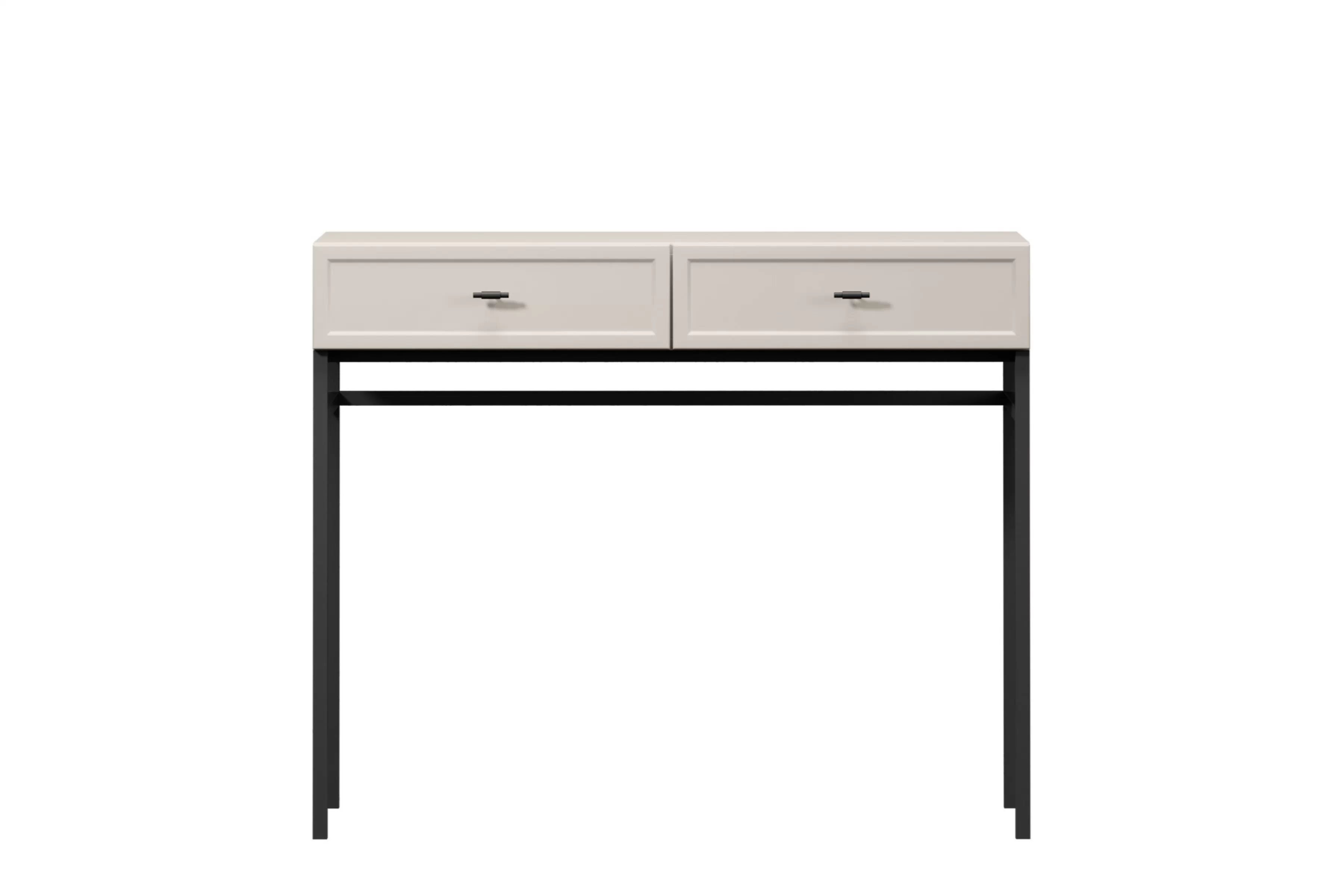 Konzolový / toaletní stolek Lorini 100 cm - kašmírová / černé úchytky T-bar konzole / Toaletní stolek Lorini 100 cm se zásuvkami - kašmír / černá Úchytky T-bar / Rošt