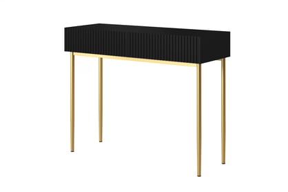 Toaletný stolík Nicole 100 cm - čierny mat / zlaté nožičky