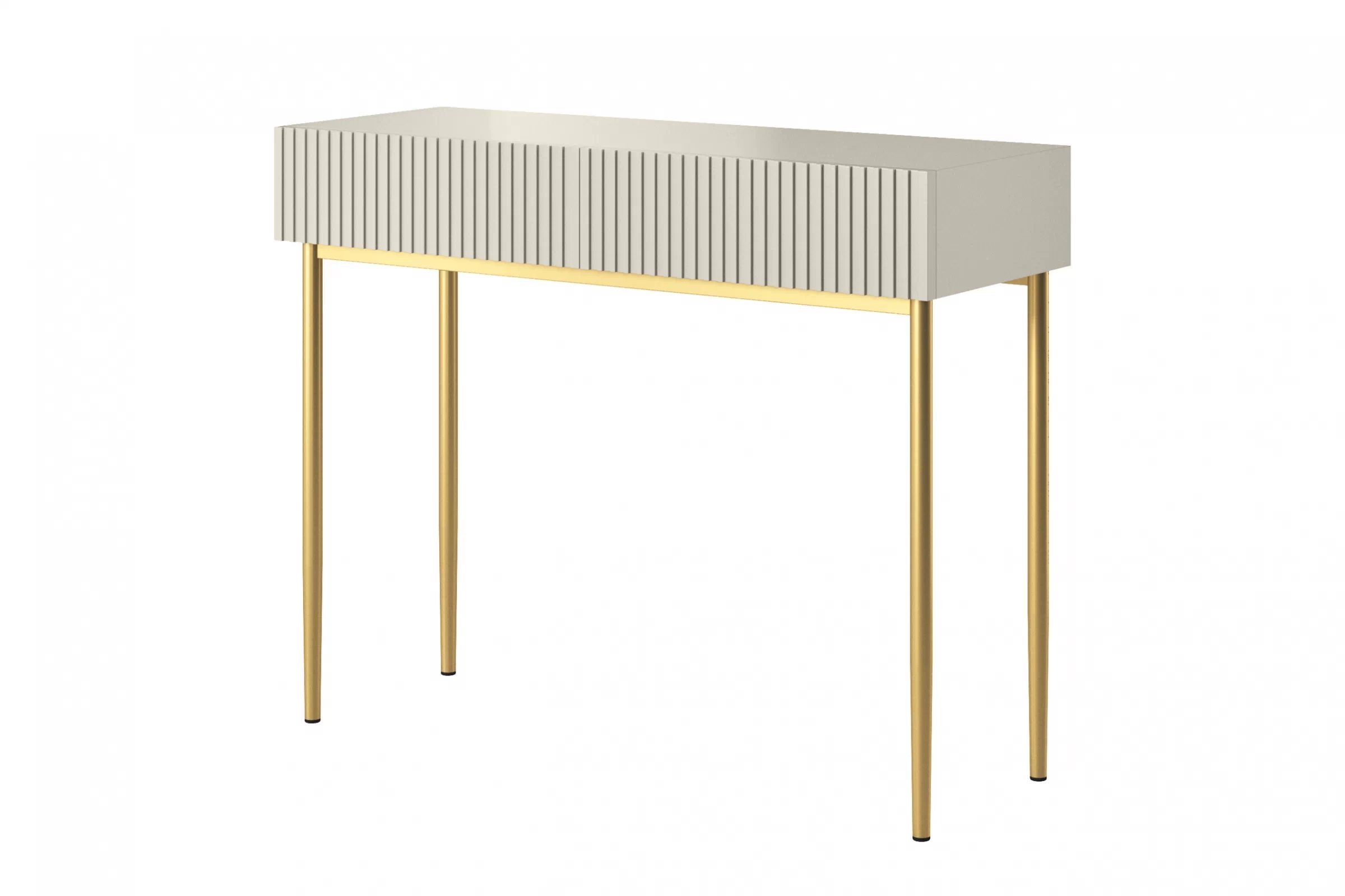 Toaletní stolek Nicole 100 cm se zásuvkami - kašmír / zlaté nohy konzole / Toaletní stolek Nicole 100 cm se zásuvkami - kašmír / zlote nozki