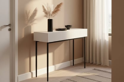 Konzolový stolík Nicole 100 cm so zásuvkami - biely mat / čierna Konzolový Stolík Nicole 100 cm so zásuvkami - biely mat / čierny nozki