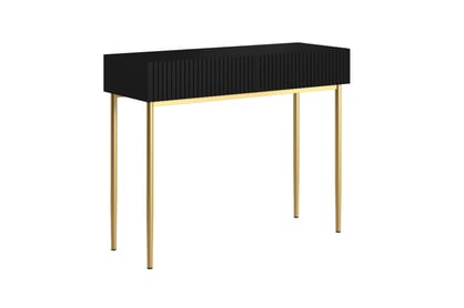 Konzolový stolík Nicole 100 cm so zásuvkami - čierny mat / zlatá