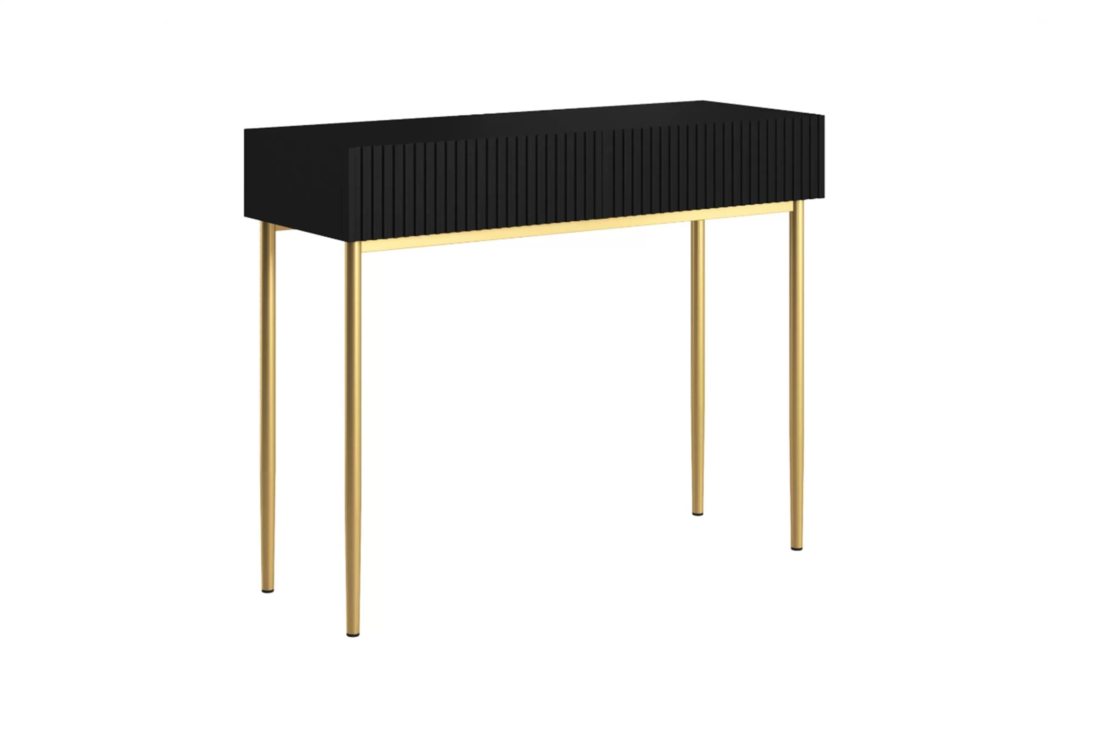 Konzolový stolík Nicole 100 cm so zásuvkami - čierny mat / zlatá Konzolový Stolík Nicole 100 cm so zásuvkami - Čierny mat / zlote nozki