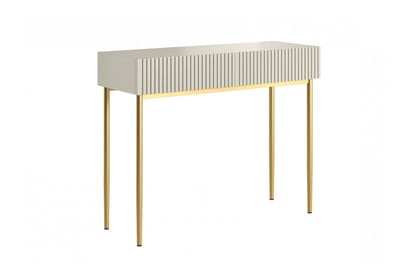 Konzolový stolík Nicole 100 cm so zásuvkami - kašmírová / zlatá