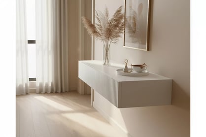 Závesný konzolový stolík Nicole 100 cm - biely mat Konzolový Stolík závesná Nicole 100 cm so zásuvkami - biely mat