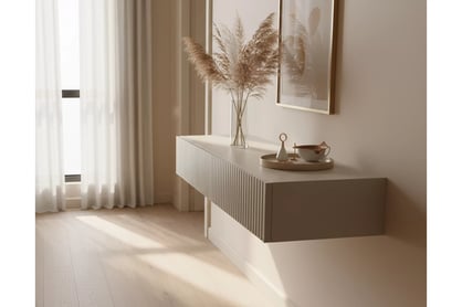 Závesný konzolový stolík Nicole 100 cm - kašmír mat Konzolový Stolík závesná Nicole 100 cm so zásuvkami - kašmír / kašmír mat